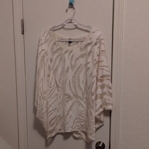 Lane Bryant White Tunic with Beige Zebra Stripe Pattern